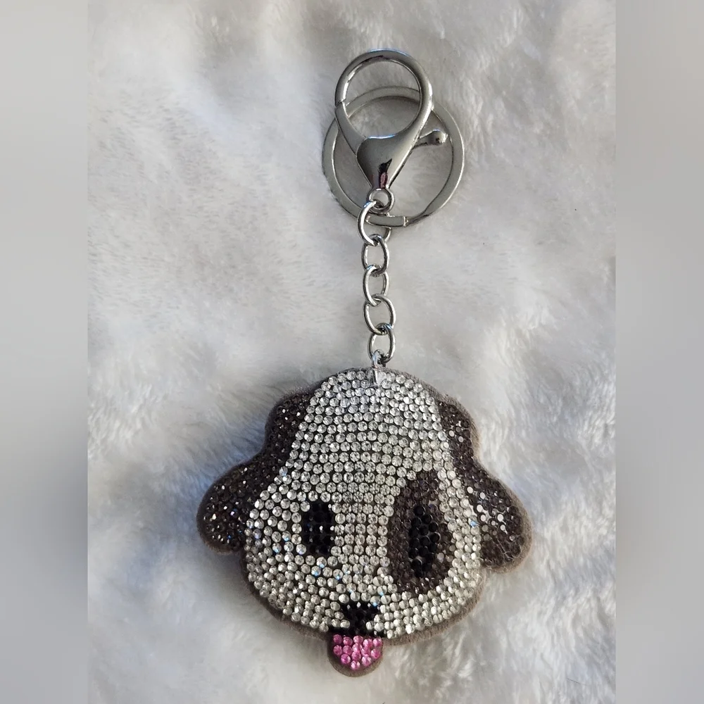 Cute Rhinestone Dog Keychain Bag Charm